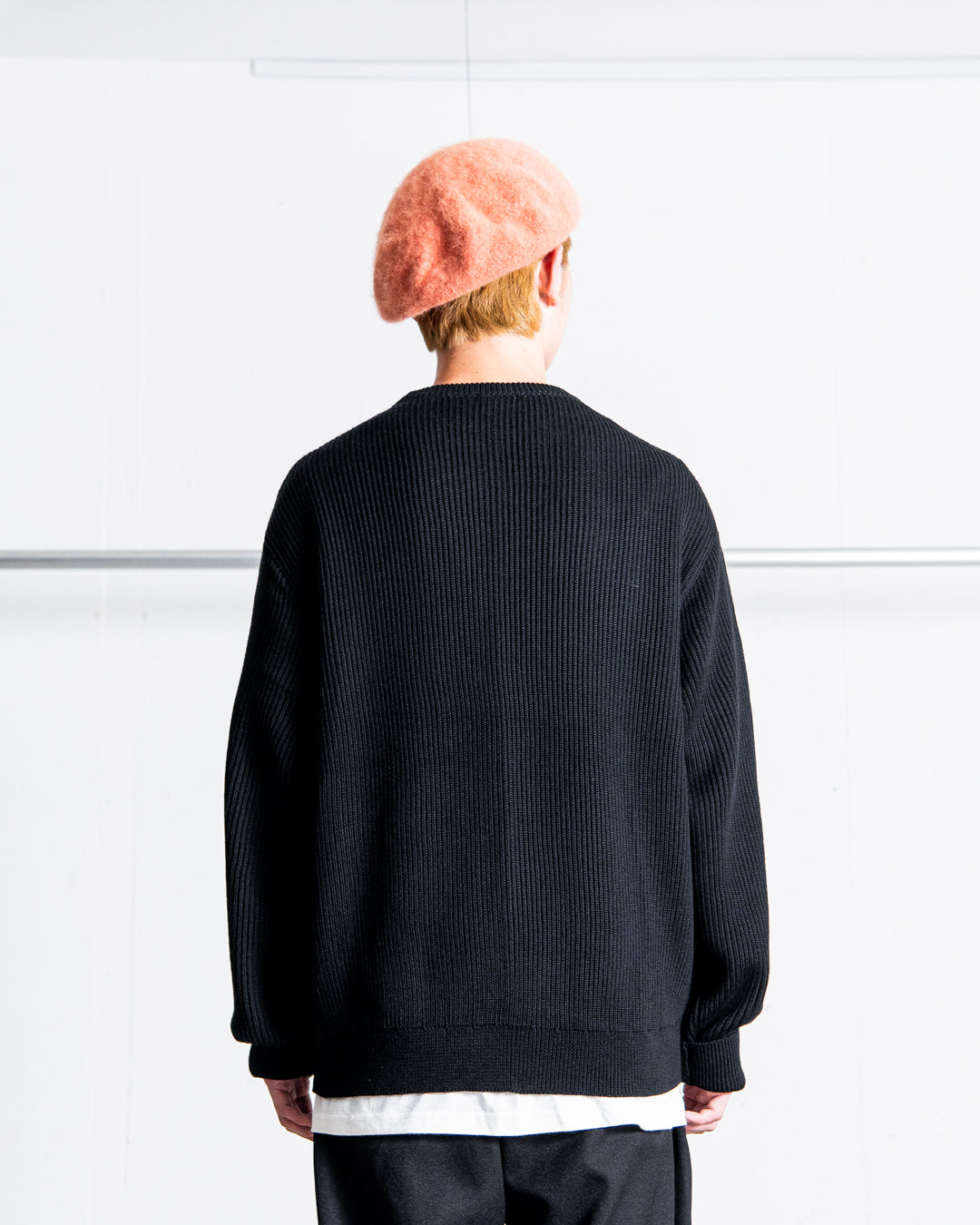 INTERIM YARN DOUBLE RIB CREW SWEATER - WOOL SILK CASHMERE DEADSTOCK