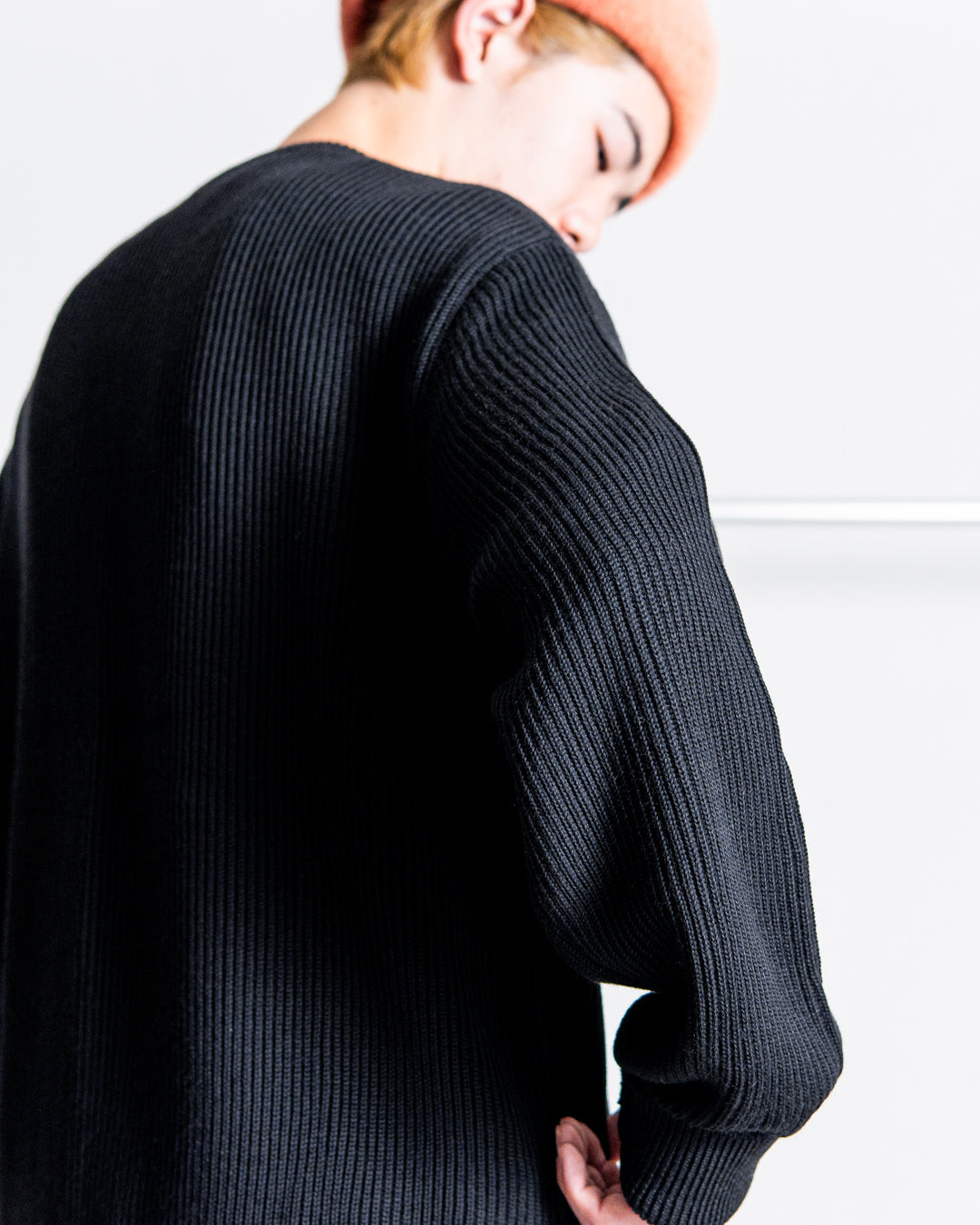 INTERIM YARN DOUBLE RIB CREW SWEATER - WOOL SILK CASHMERE DEADSTOCK