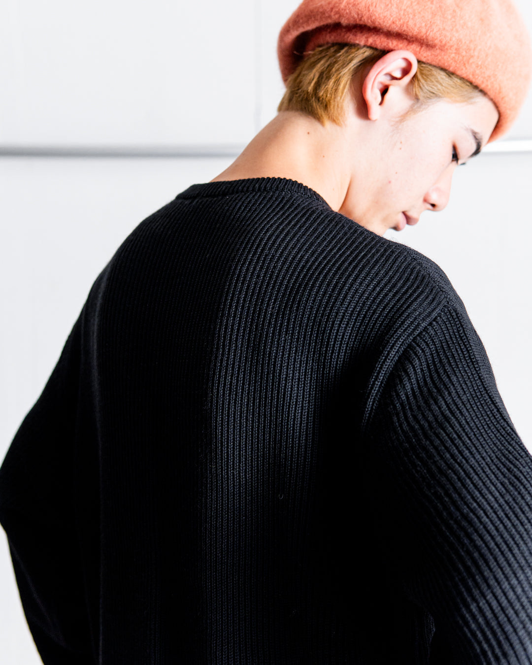 INTERIM YARN DOUBLE RIB CREW SWEATER - WOOL SILK CASHMERE DEADSTOCK