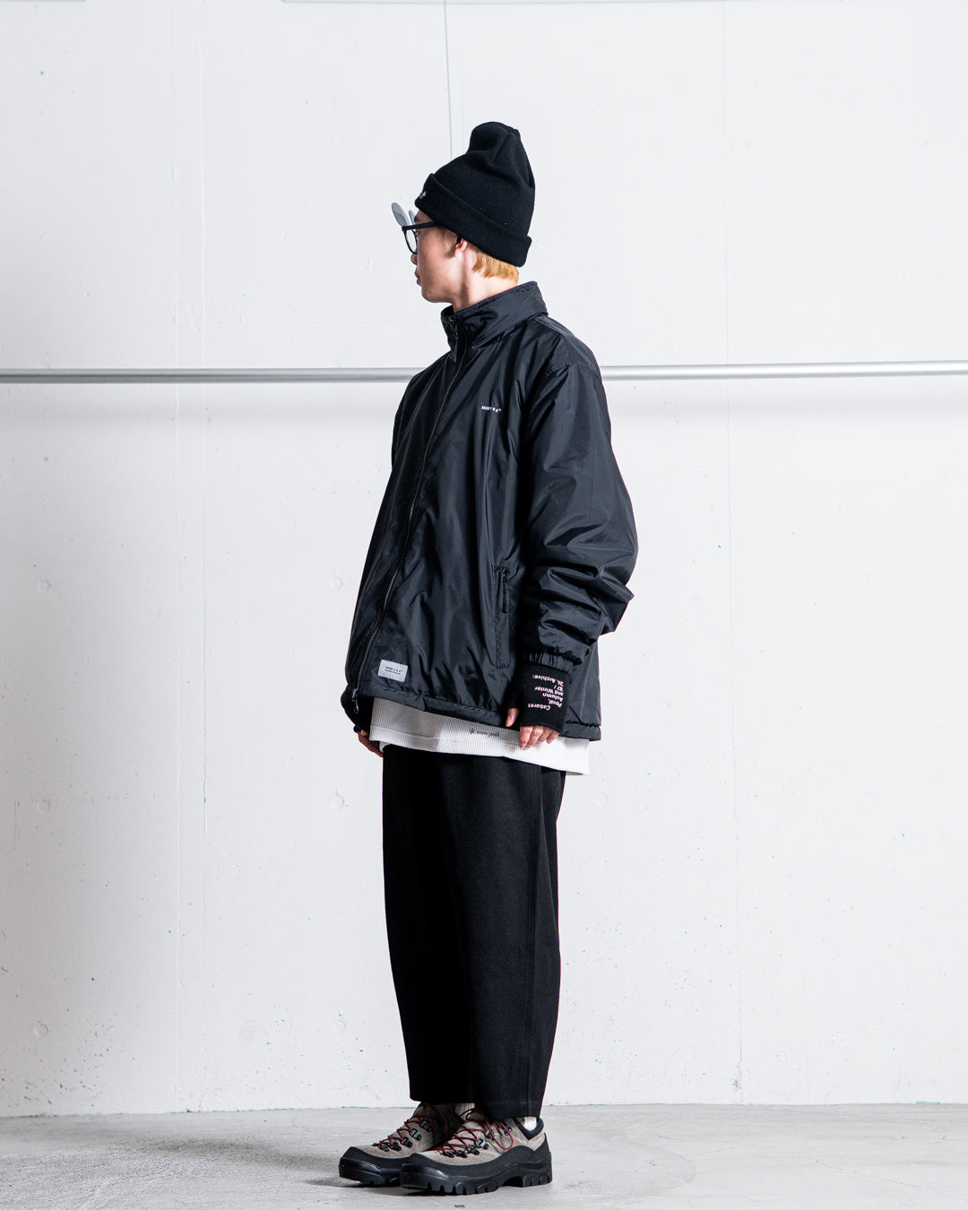 【REVERSIBLE】MINE Nylon/Polyester Reversible Double Zip Jacket