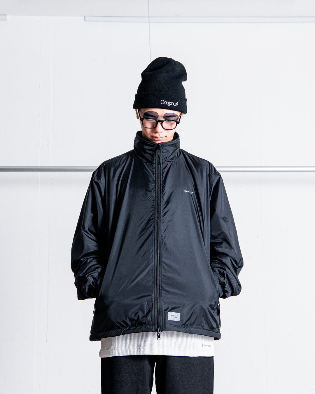 【REVERSIBLE】MINE Nylon/Polyester Reversible Double Zip Jacket