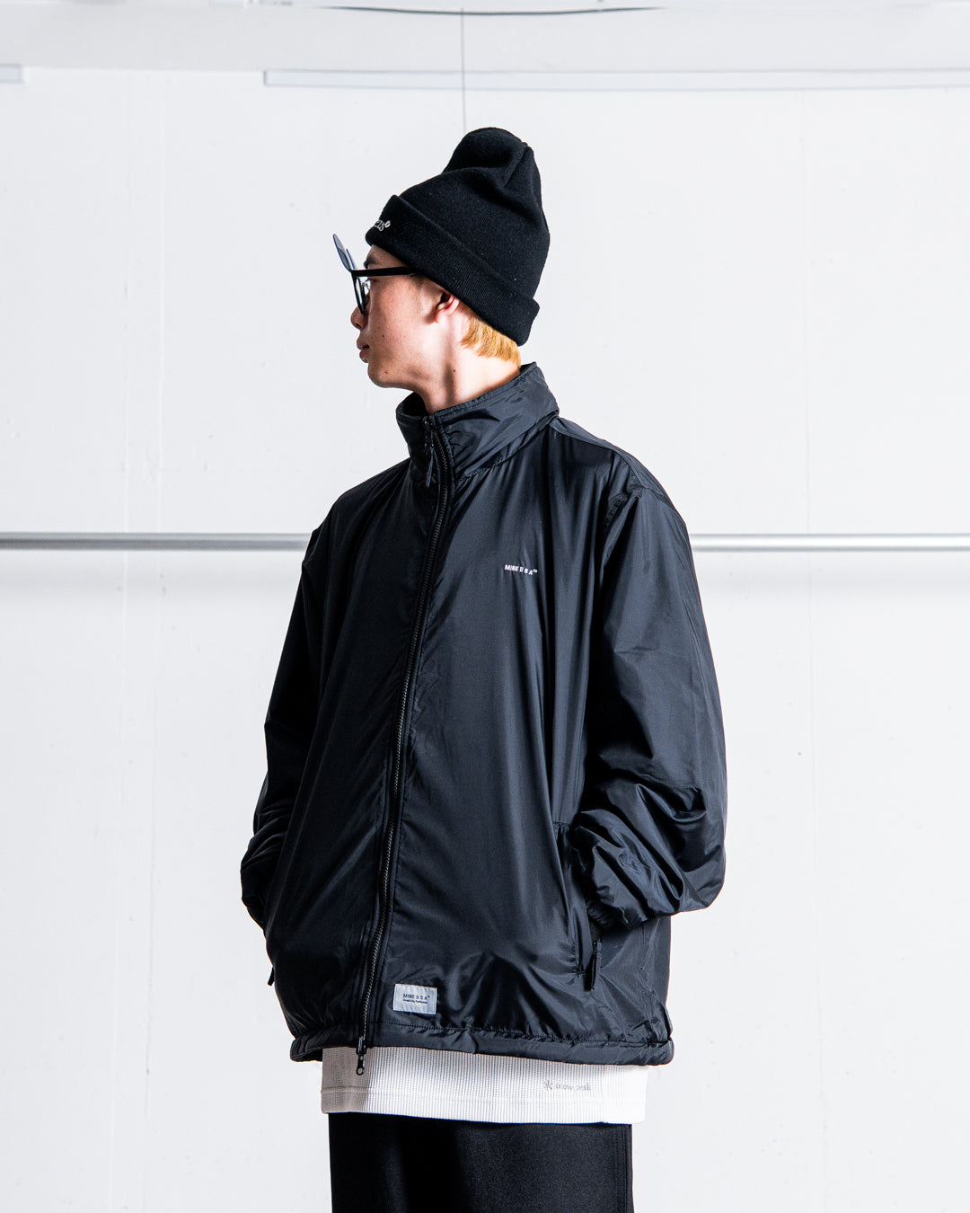 【REVERSIBLE】MINE Nylon/Polyester Reversible Double Zip Jacket
