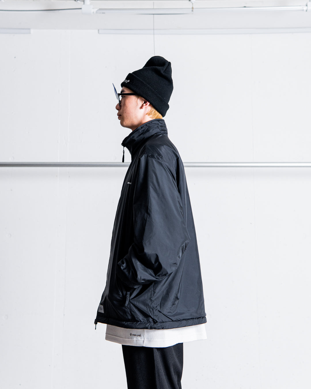 【REVERSIBLE】MINE Nylon/Polyester Reversible Double Zip Jacket