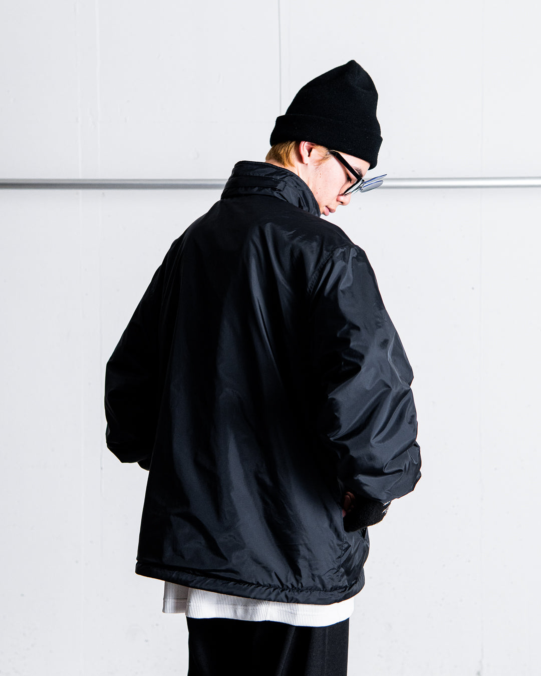 【REVERSIBLE】MINE Nylon/Polyester Reversible Double Zip Jacket