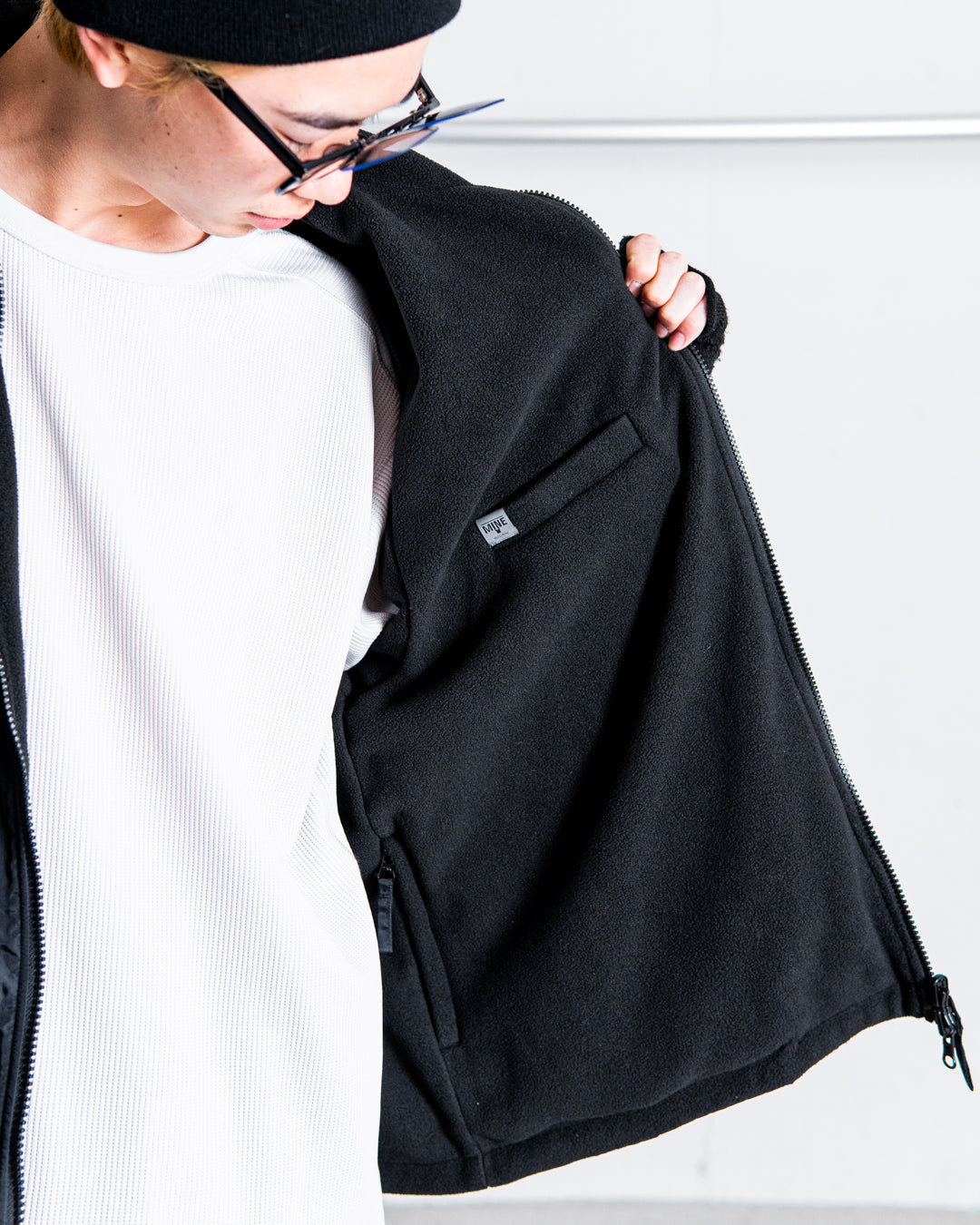 【REVERSIBLE】MINE Nylon/Polyester Reversible Double Zip Jacket
