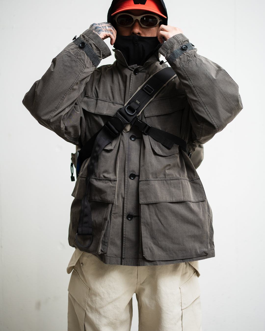 meanswhile Frosted Trinity Chambray Fatigue Blouson