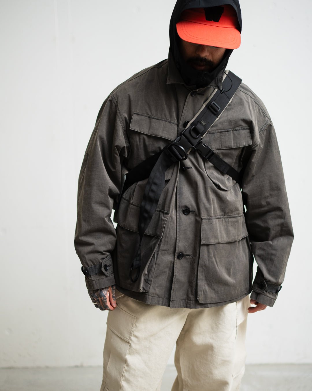 meanswhile Frosted Trinity Chambray Fatigue Blouson