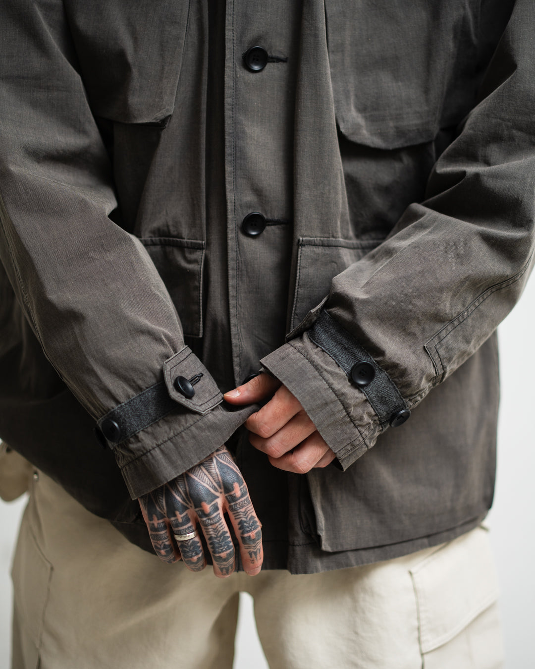 meanswhile Frosted Trinity Chambray Fatigue Blouson