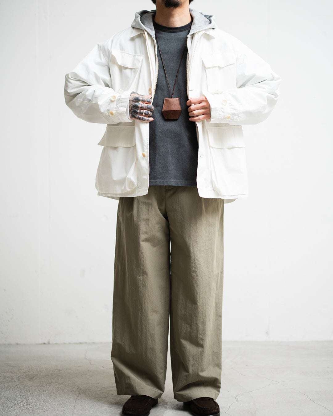 meanswhile Frosted Trinity Chambray Fatigue Blouson