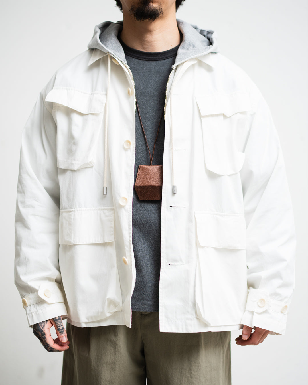 meanswhile Frosted Trinity Chambray Fatigue Blouson