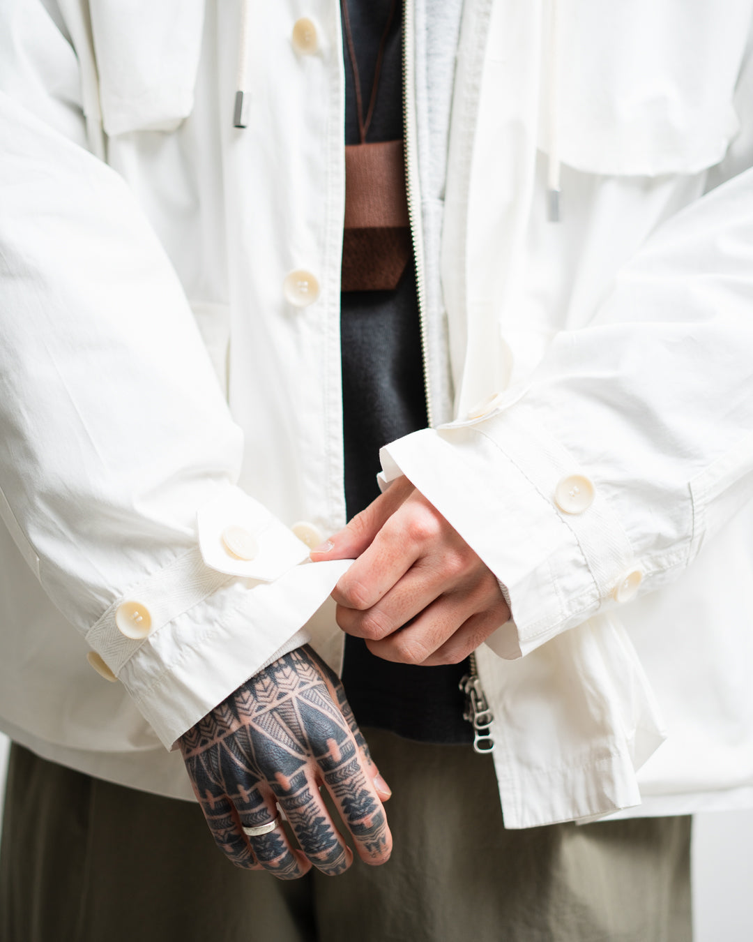 meanswhile Frosted Trinity Chambray Fatigue Blouson