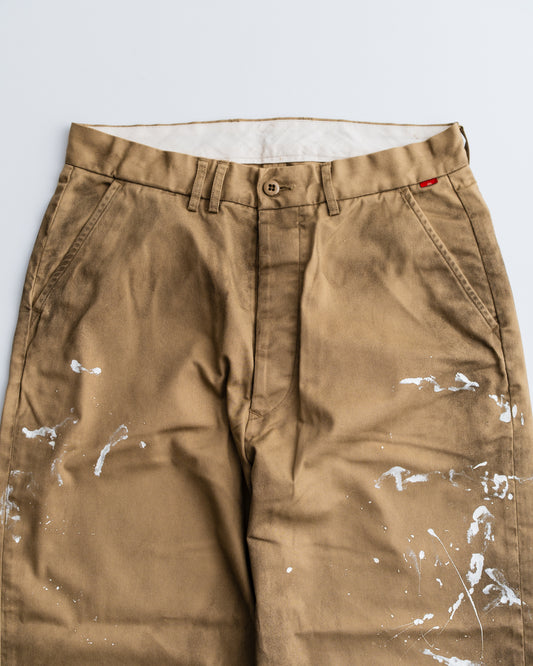 ANACHRONORM PAINTED NO TUCK WIDE CHINO TROUSERS