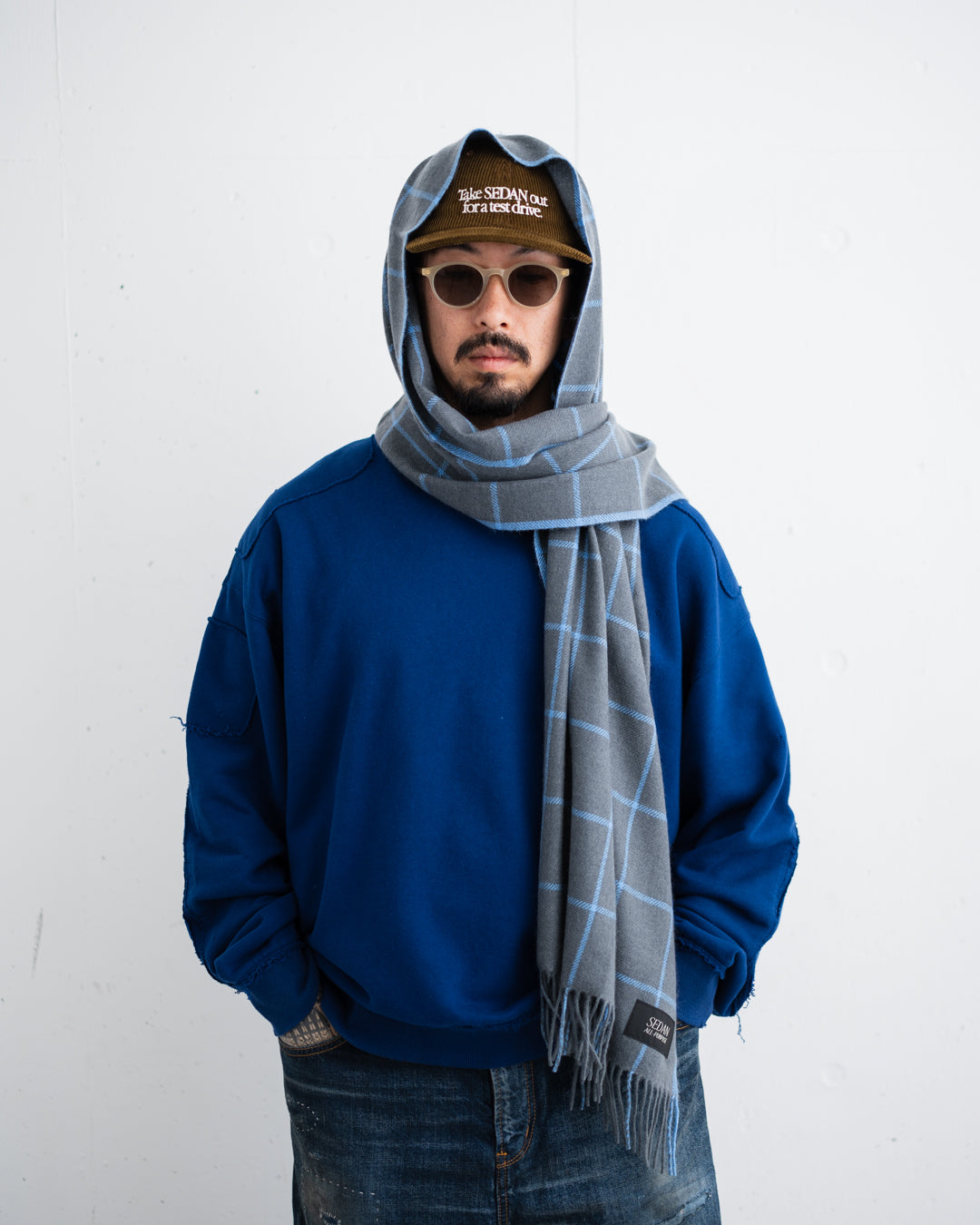 [10.31 sat 12:00 Release] SEDAN ALL-PURPOSE Cashmere Wool Grid Stole