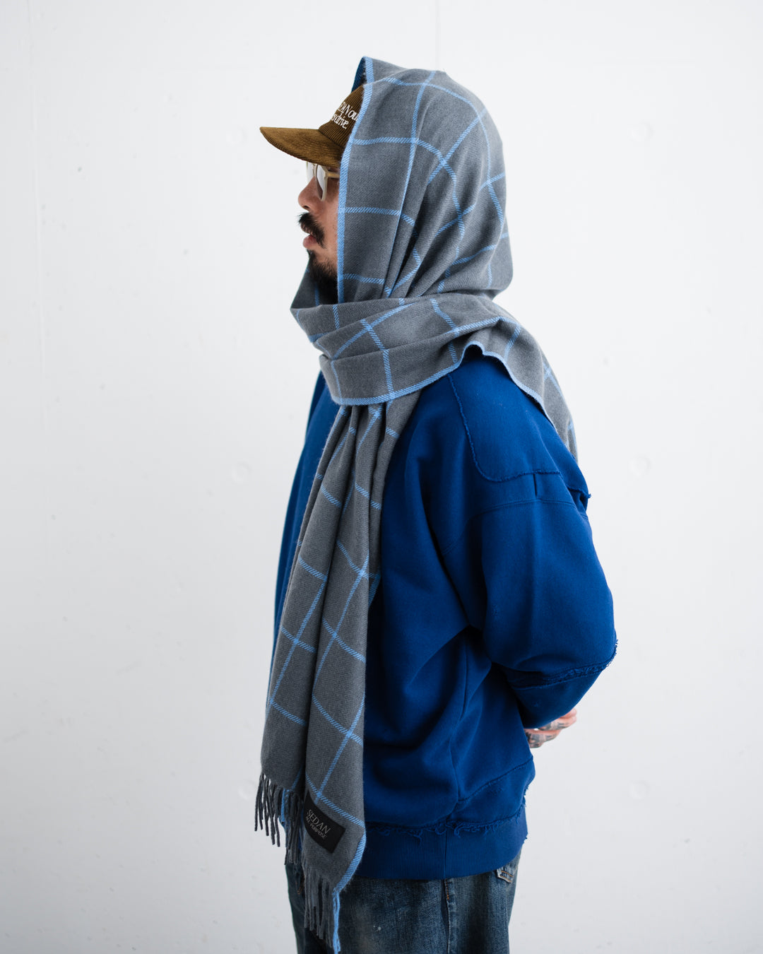 [10.31 sat 12:00 Release] SEDAN ALL-PURPOSE Cashmere Wool Grid Stole