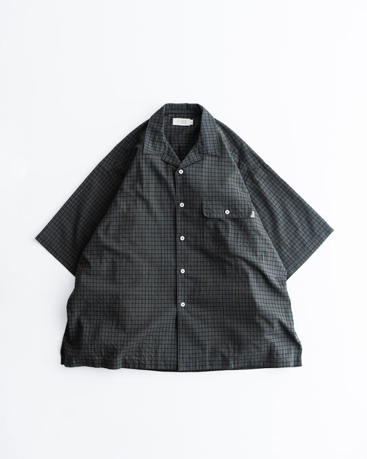 [4.4 sat 12:00 Release] SEDAN ALL-PURPOSE Dobby Plaid Open Collar S/S Shirt