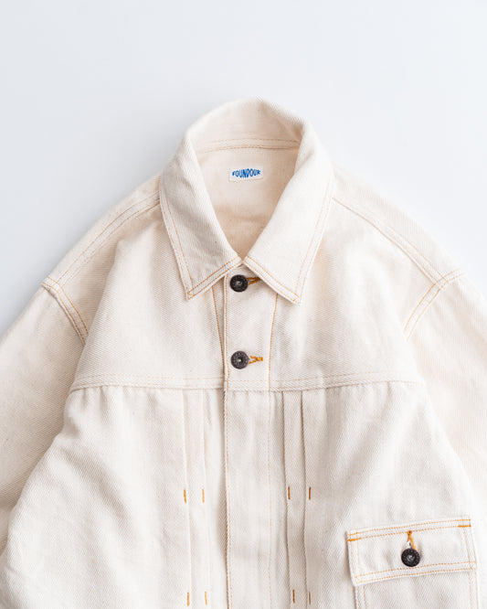 [4.11 sat 12:00 Release] FOUNDOUR LOOSELY WOVEN DENIM ZIP UP BLOUSON