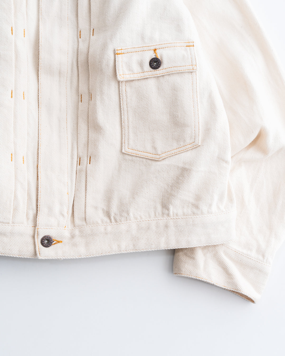 FOUNDOUR LOOSELY WOVEN DENIM ZIP UP BLOUSON