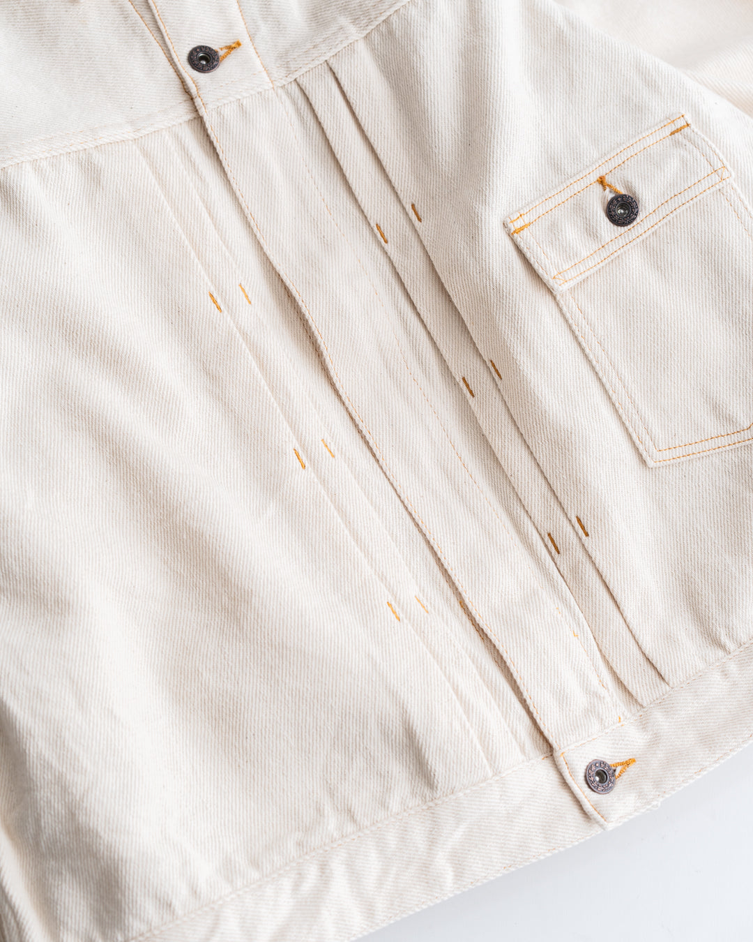 FOUNDOUR LOOSELY WOVEN DENIM ZIP UP BLOUSON