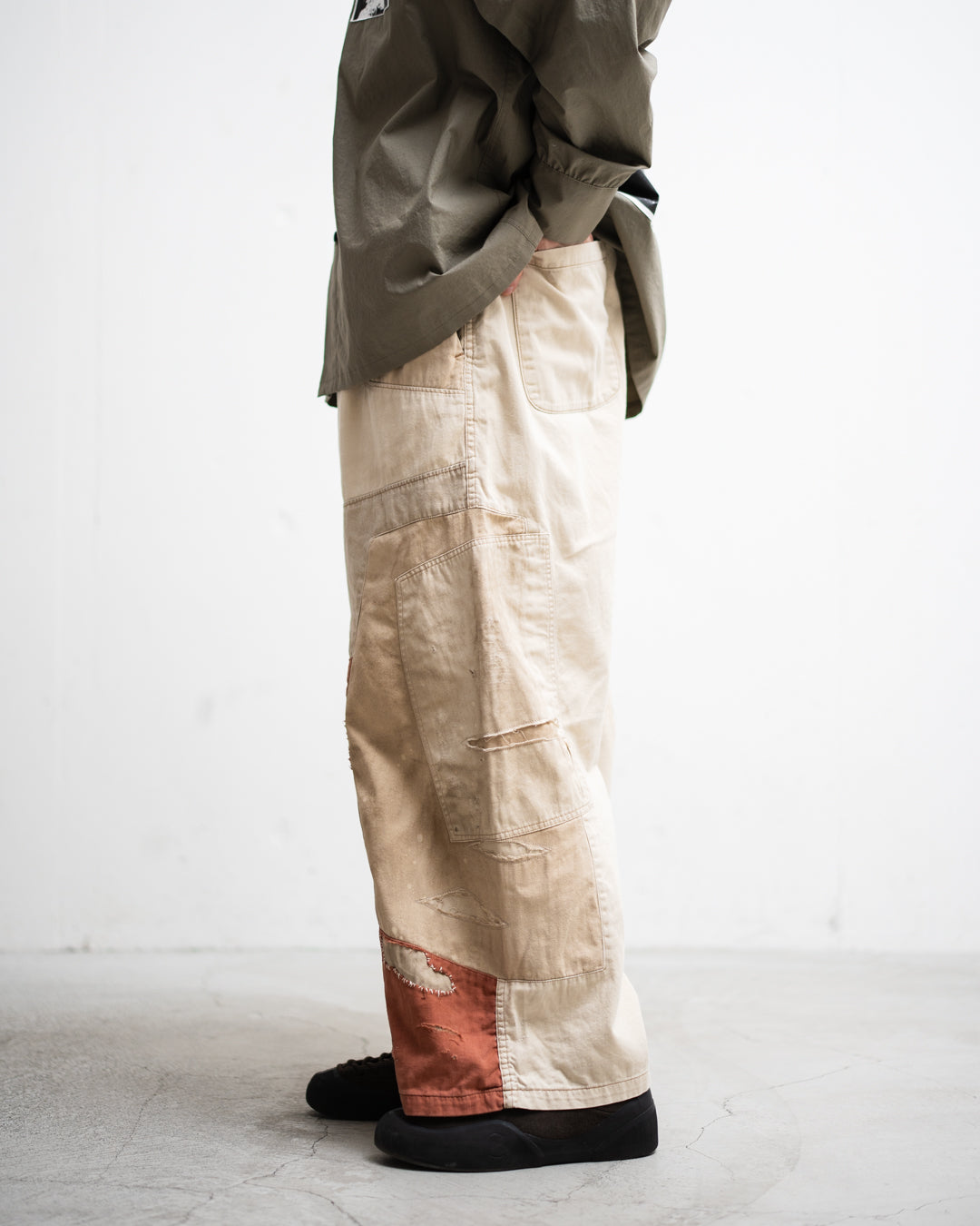 ANACHRONORM REMAKED MIX PANEL WIDE EASY PANTS