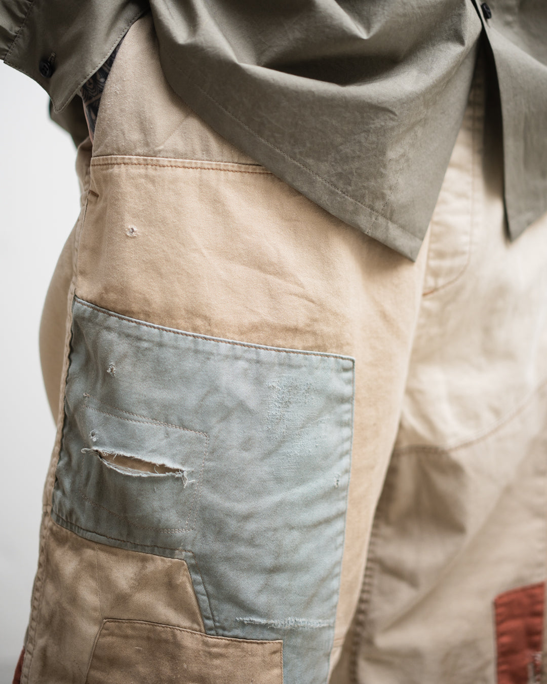 ANACHRONORM REMAKED MIX PANEL WIDE EASY PANTS