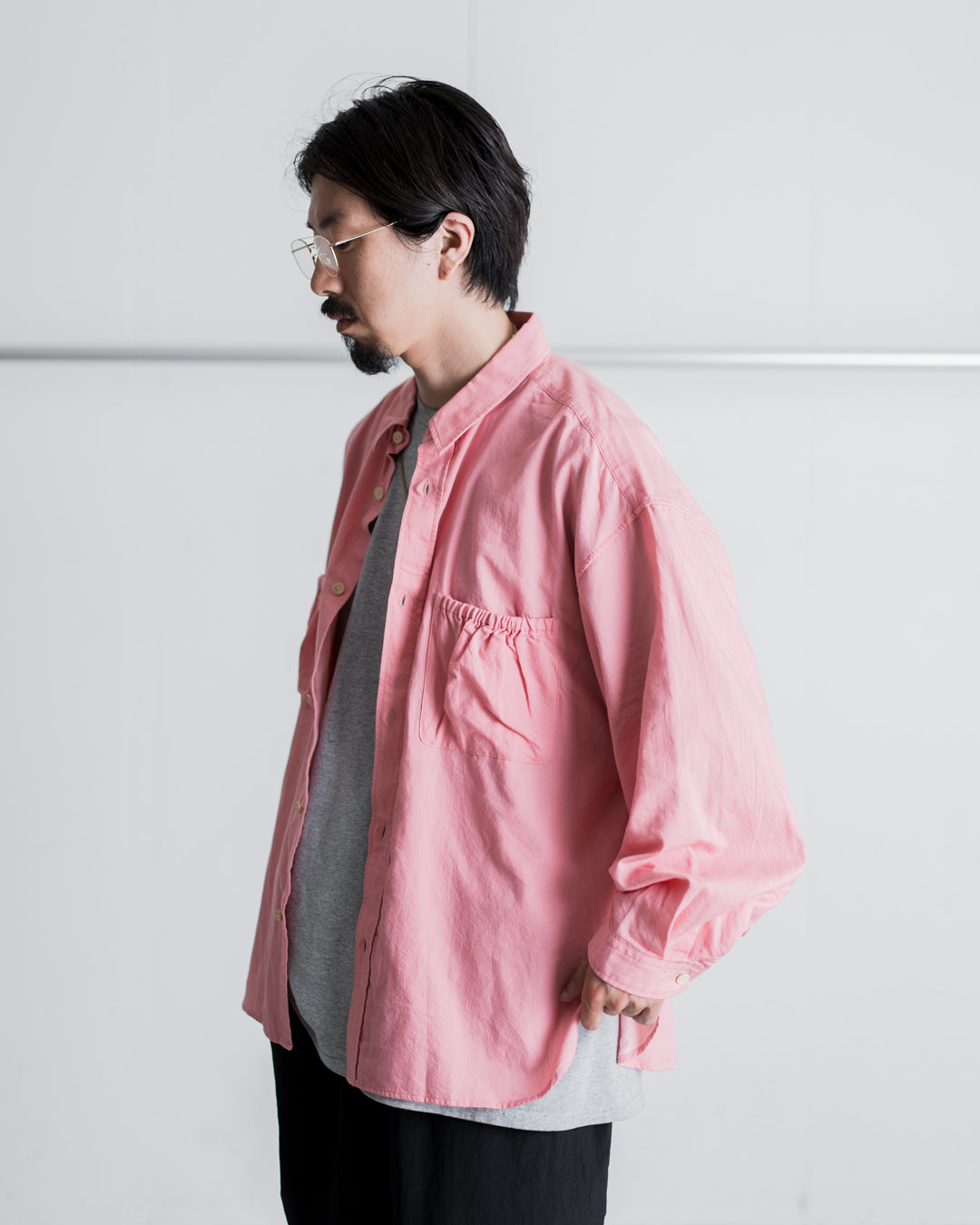 refomed  WRIST PATCH WIDE SHIRT"CHAMBRAY"