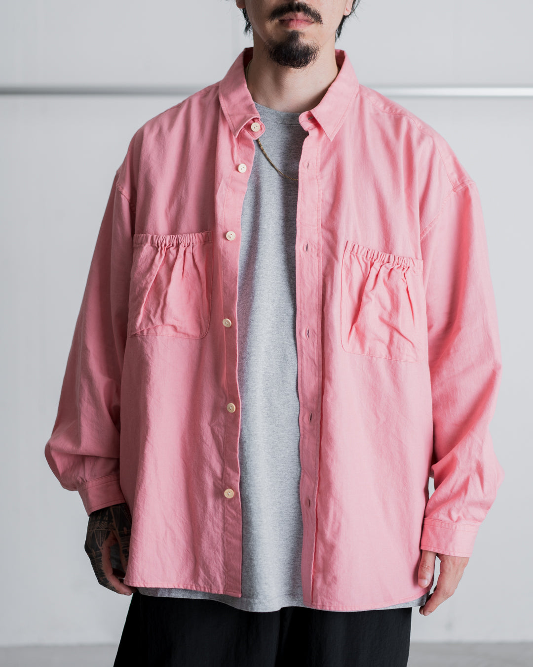 refomed  WRIST PATCH WIDE SHIRT"CHAMBRAY"