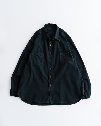 FOUNDOUR BLACK DYED DENIM SHIRT