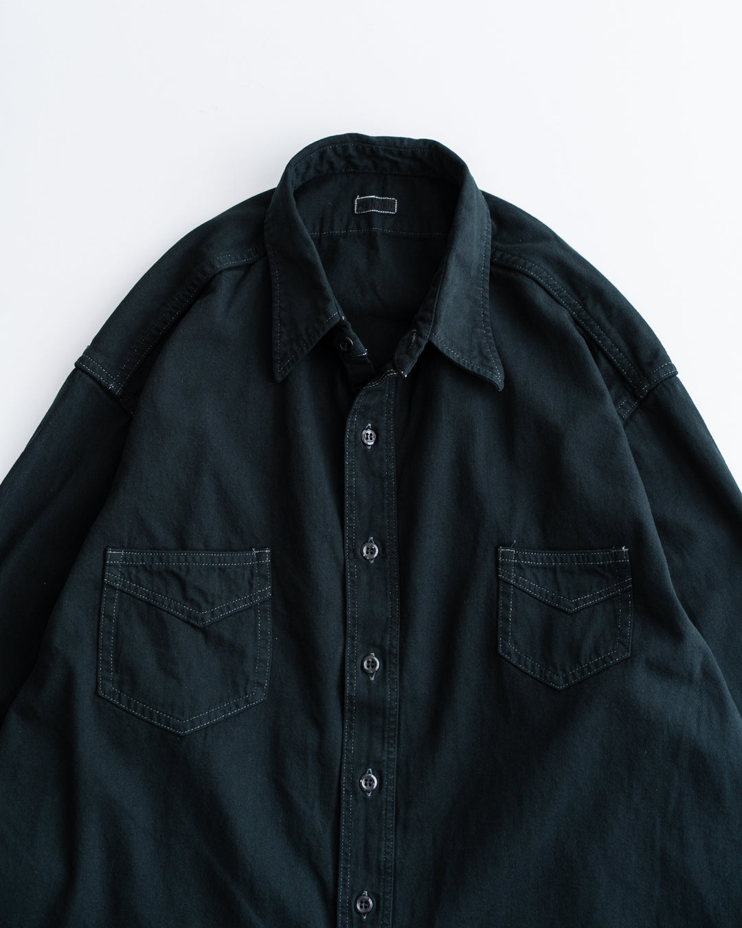 FOUNDOUR BLACK DYED DENIM SHIRT