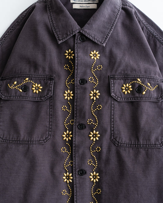 REMI RELIEF WIDE MILITARY SHIRT(花茎スタッズ)