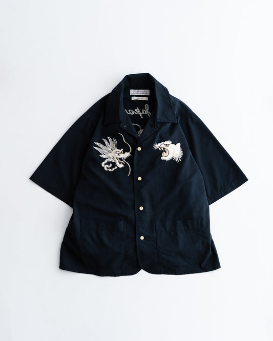 REMI RELIEF レーヨンフィブリルツイルS/Sシャツ(刺繍：⿓‧虎)