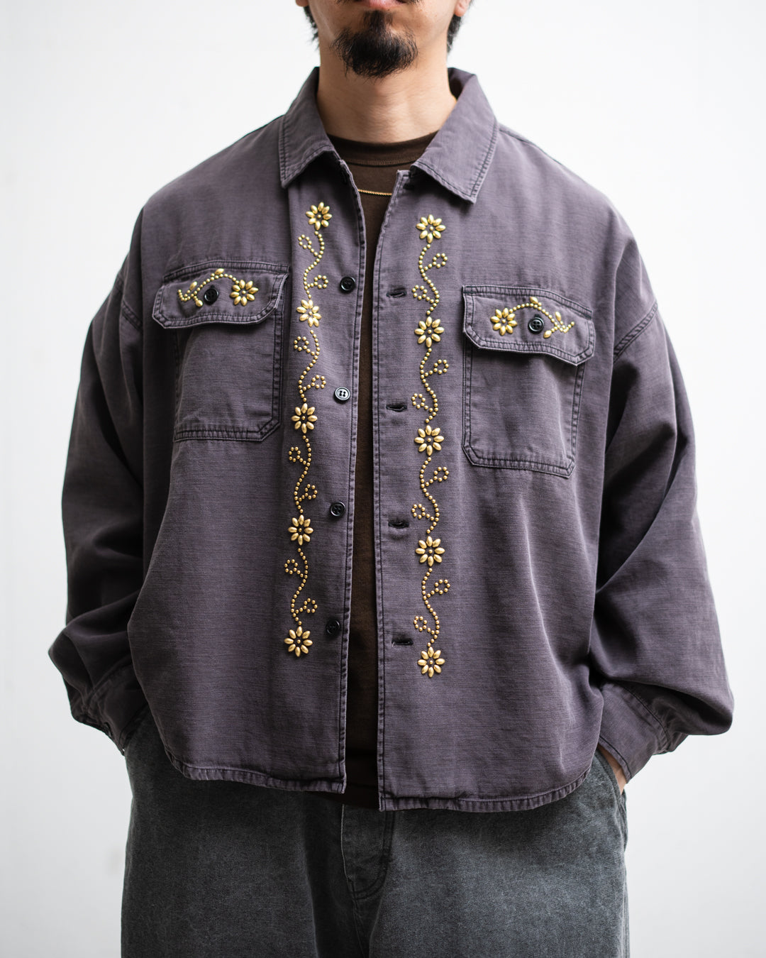 [LAST 1] REMI RELIEF WIDE MILITARY SHIRT(花茎スタッズ)