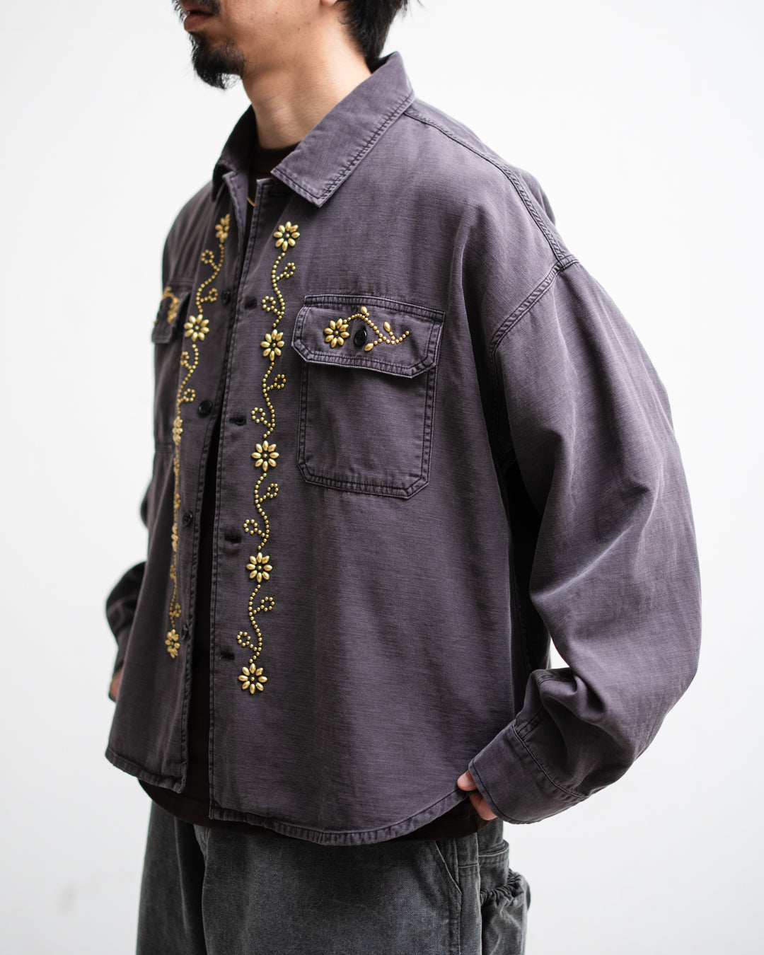 [LAST 1] REMI RELIEF WIDE MILITARY SHIRT(花茎スタッズ)