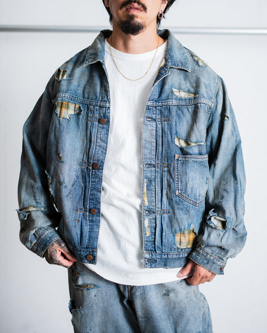 [LAST 1] ANACHRONORM CHEAK COMBI DENIM JACKET INDIGO(REMAKE)