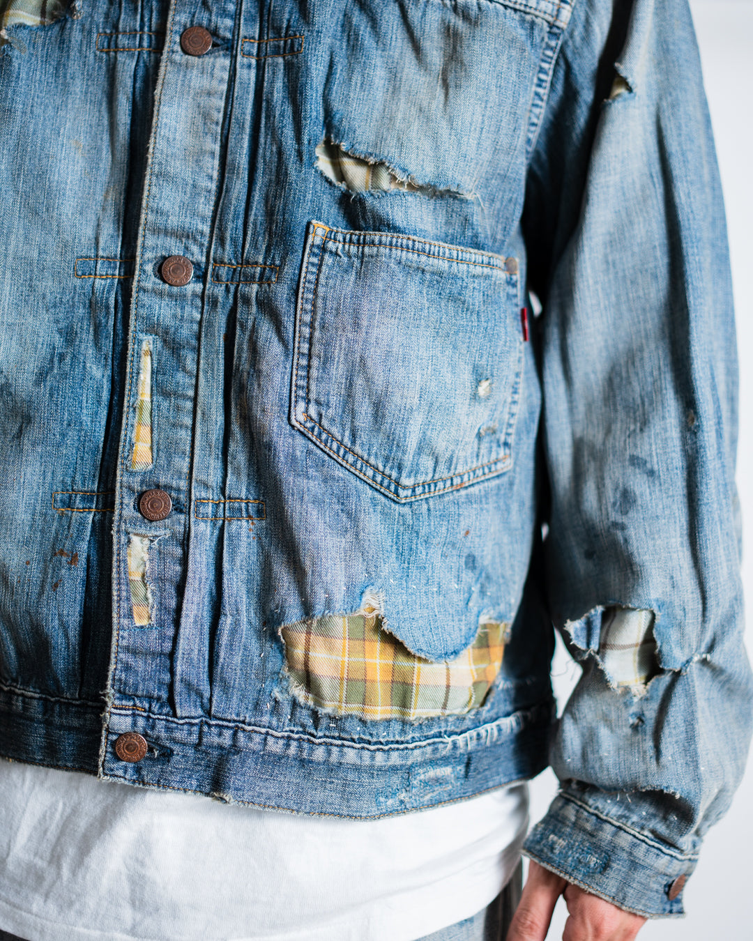 [LAST 1] ANACHRONORM CHEAK COMBI DENIM JACKET INDIGO(REMAKE)