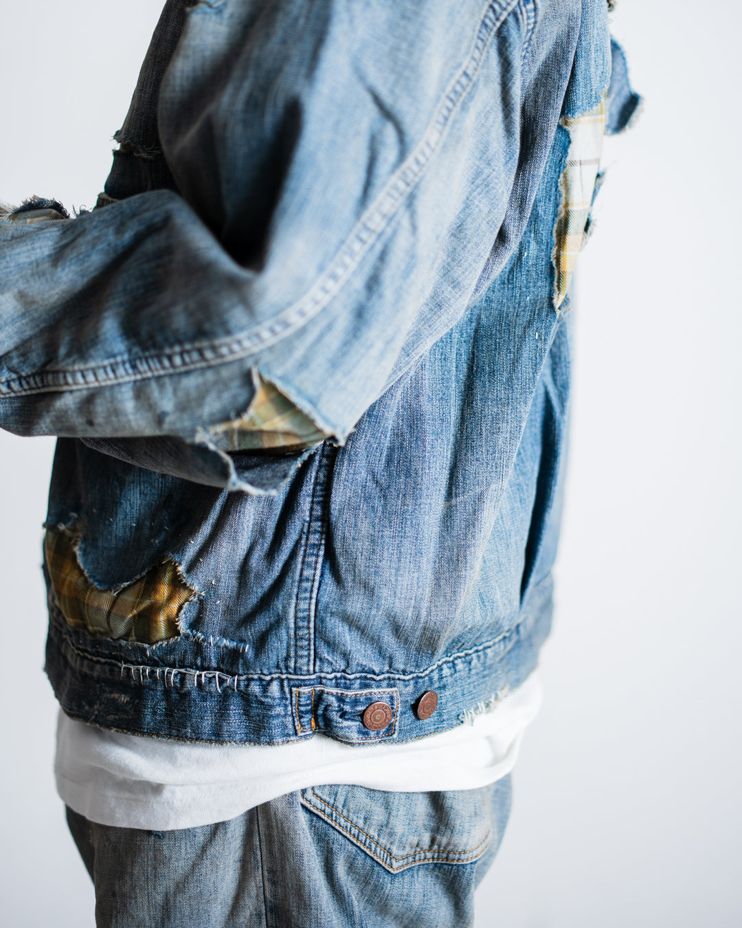 [LAST 1] ANACHRONORM CHEAK COMBI DENIM JACKET INDIGO(REMAKE)