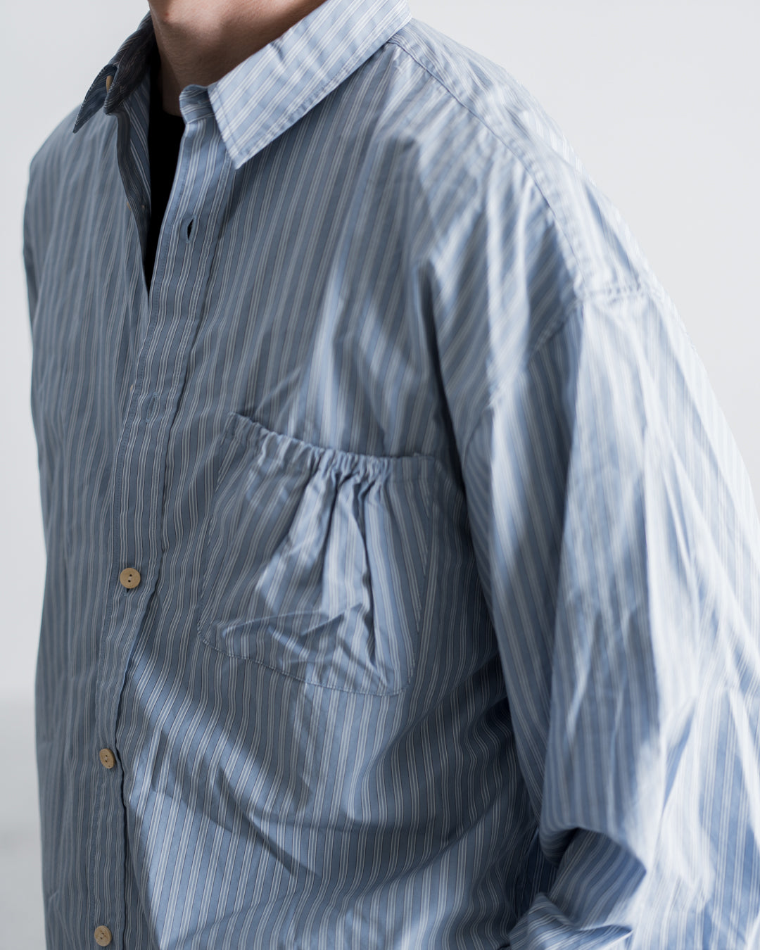 refomed  WRIST PATCH WIDE SHIRT"STRIPE"