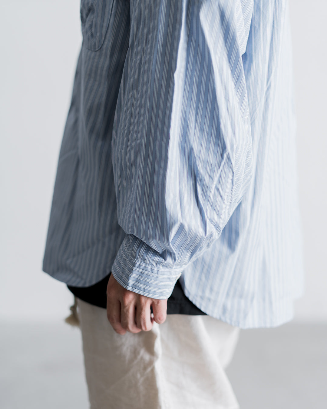 refomed  WRIST PATCH WIDE SHIRT"STRIPE"