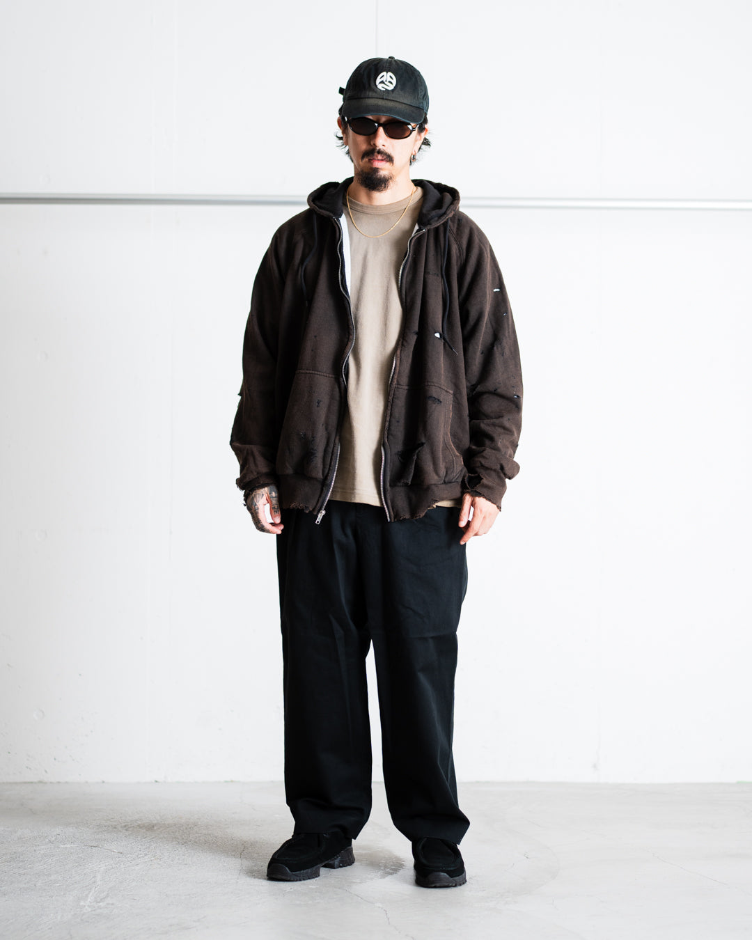 [8.30 sat 12:00 Release] ANACHRONORM HARD DAMAGED INNER WAFFLE SWEAT PARKA