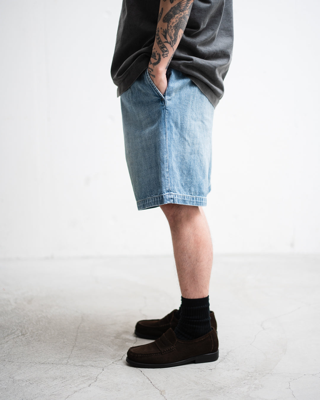 BOWWOW US ARMY DENIM SHORTS AGED