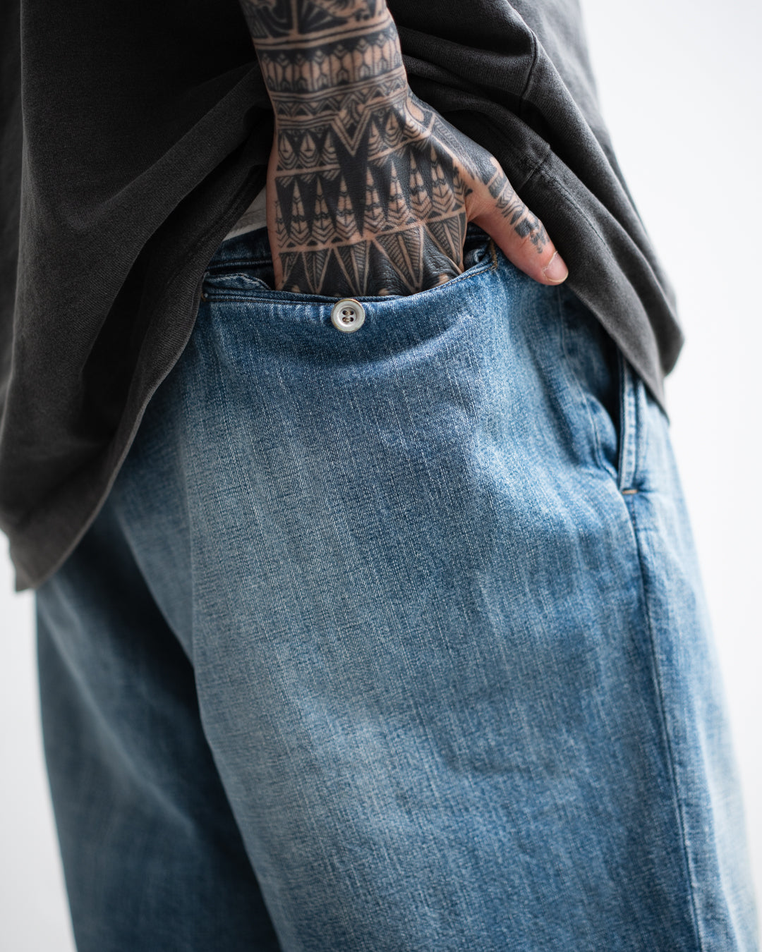 BOWWOW US ARMY DENIM SHORTS AGED