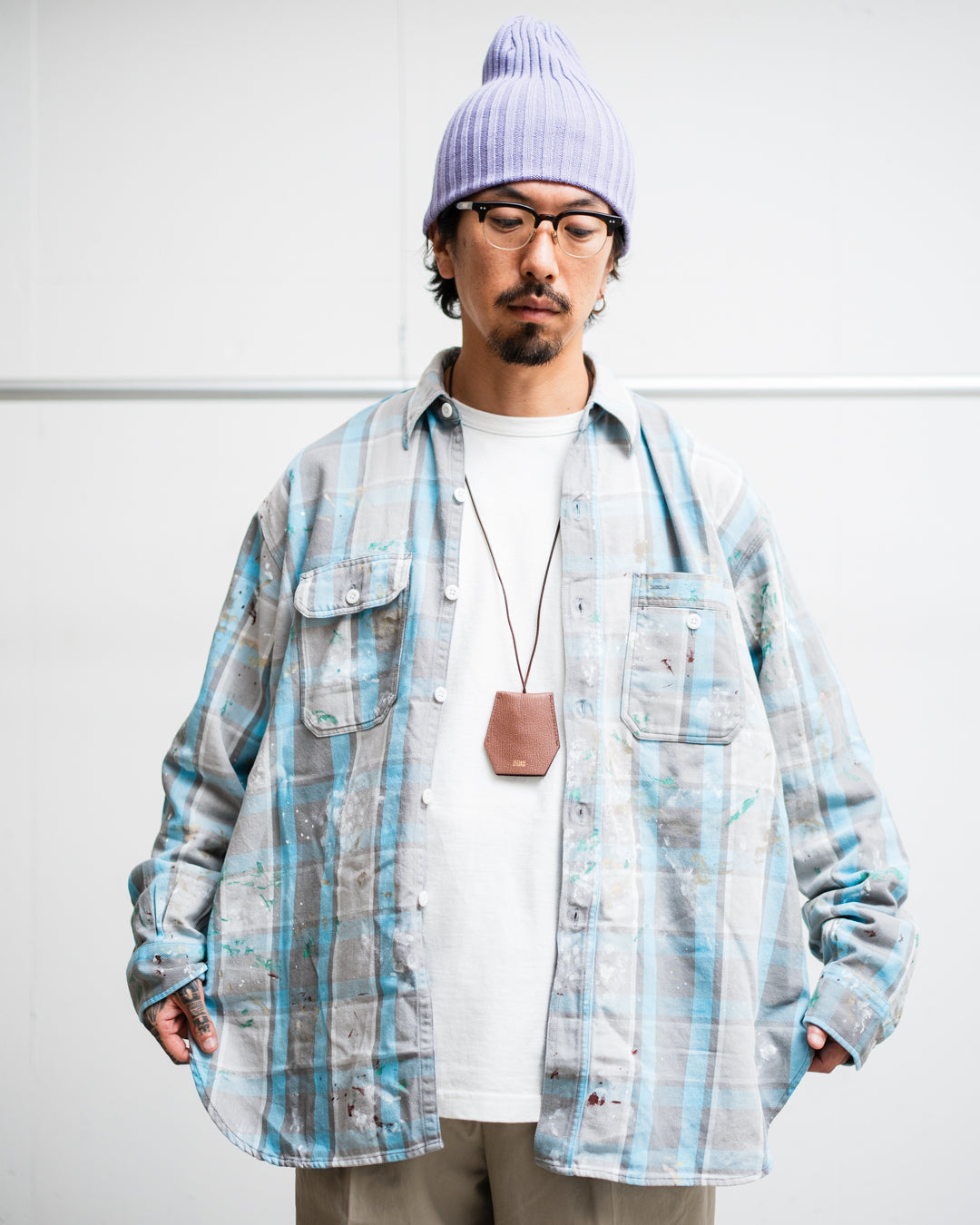[LAST 1] BOWWOW PAINTER'S PAINT STAINED FLANNEL SHIRT