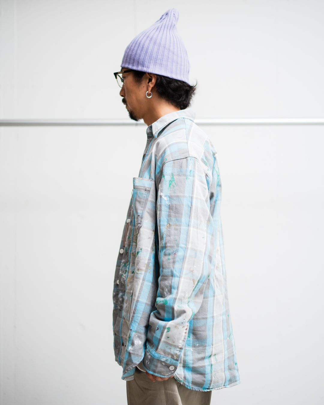 [LAST 1] BOWWOW PAINTER'S PAINT STAINED FLANNEL SHIRT