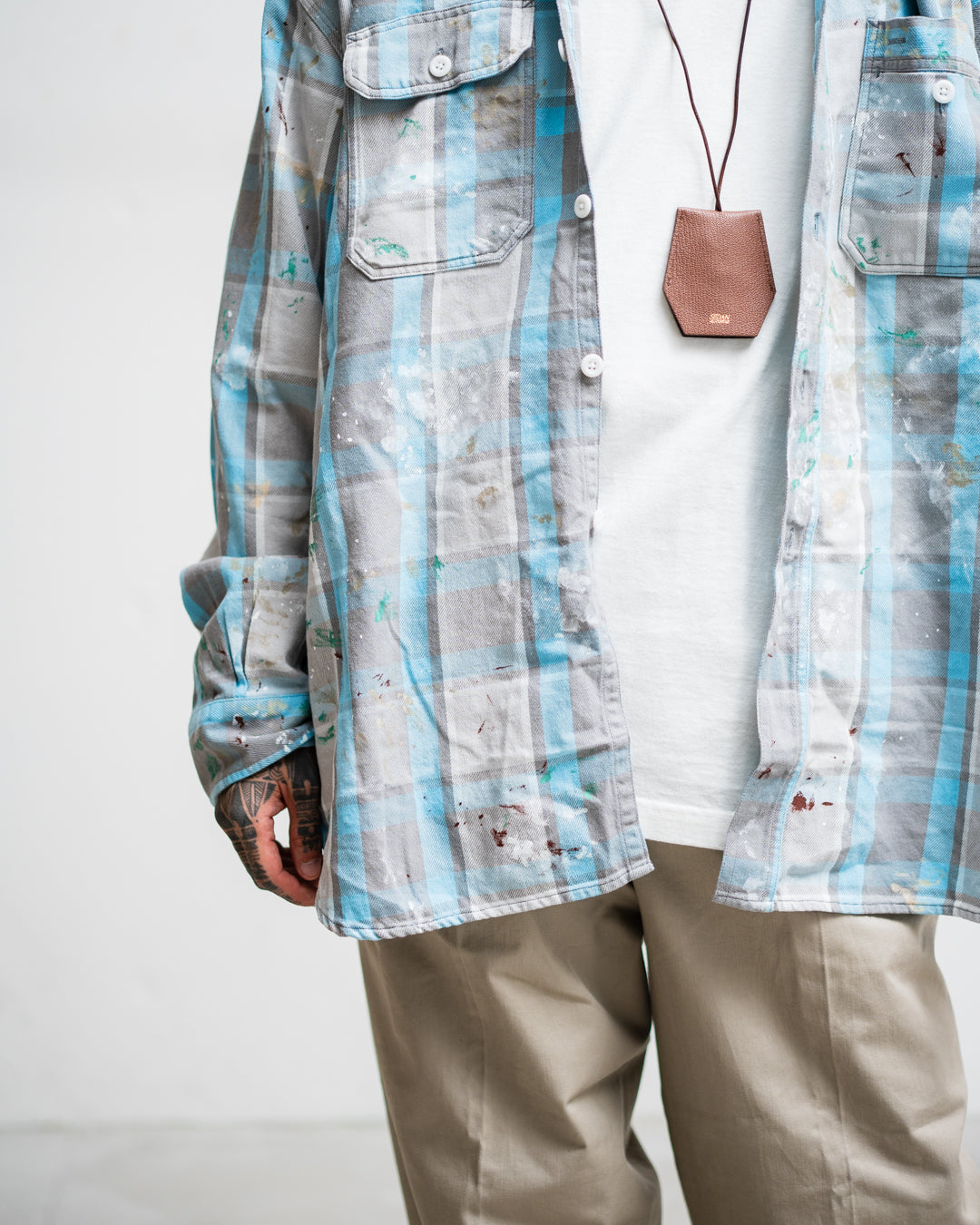[LAST 1] BOWWOW PAINTER'S PAINT STAINED FLANNEL SHIRT