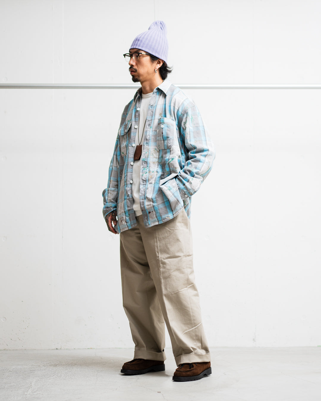 [LAST 1] BOWWOW PAINTER'S PAINT STAINED FLANNEL SHIRT