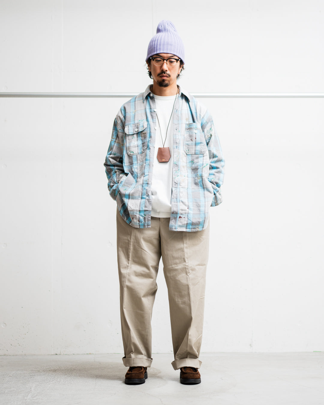 [LAST 1] BOWWOW PAINTER'S PAINT STAINED FLANNEL SHIRT