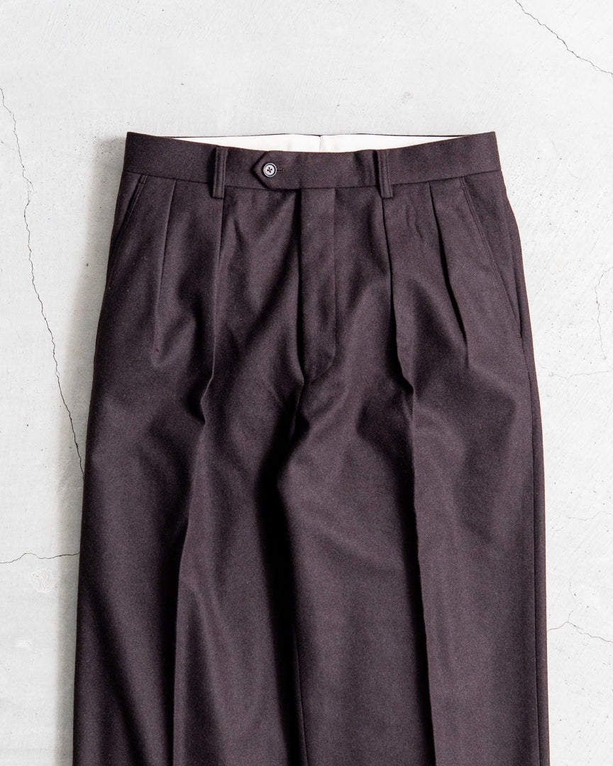 INTERIM WOOL FRANNEL DRAPE 2-TUCK STRAIGHT SLACKS