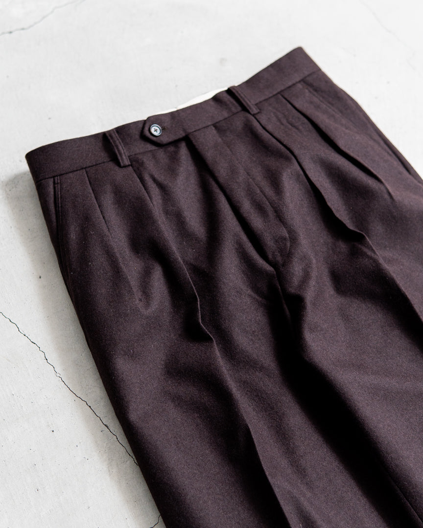 INTERIM WOOL FRANNEL DRAPE 2-TUCK STRAIGHT SLACKS