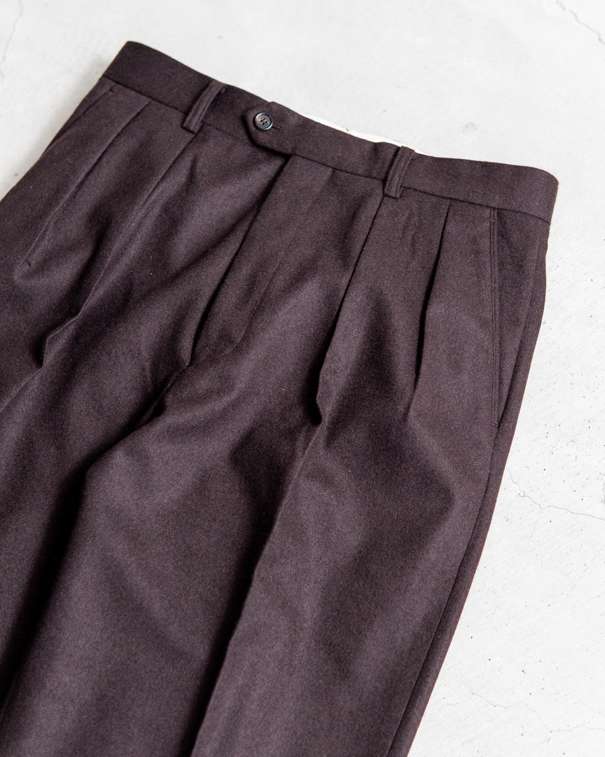 INTERIM WOOL FRANNEL DRAPE 2-TUCK STRAIGHT SLACKS