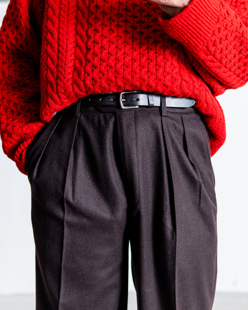 INTERIM WOOL FRANNEL DRAPE 2-TUCK STRAIGHT SLACKS