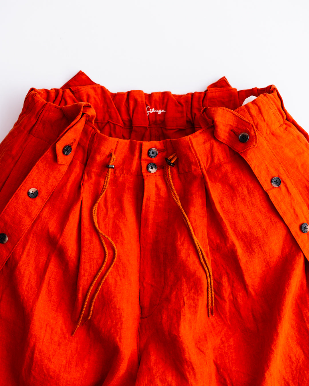 Sillage circular short pants linen brique with suspenders